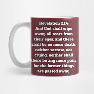 Revelation 21:4 King James Version (KJV) Bible Verse Typography Mug